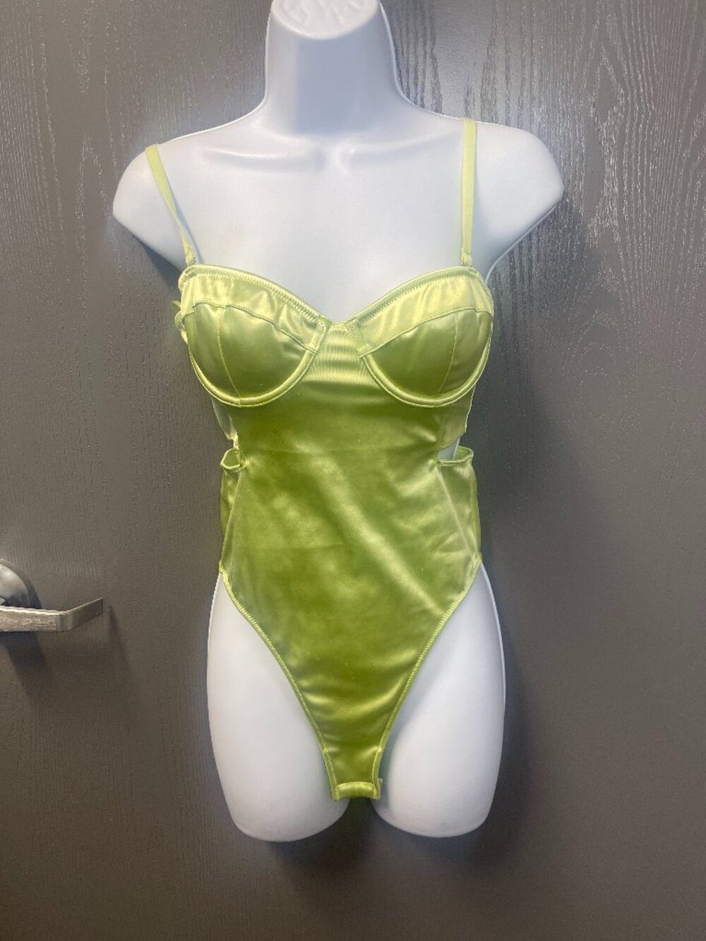 Out From Under Urban Outfitters Green Satin Underwire Bodysuit M